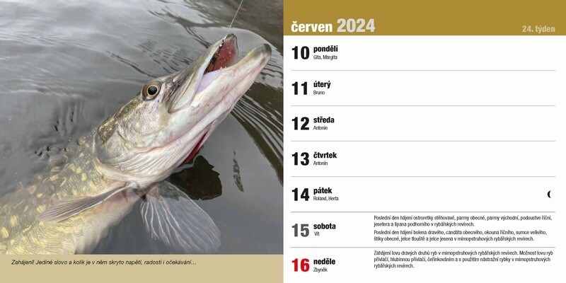 Stolní rybářský kalendář na rok 2024