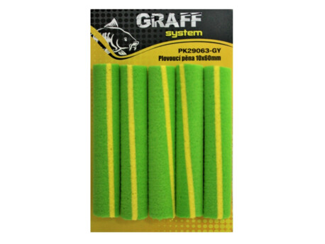 Graff Plovoucí pěna 10mm x 60mm Zeleno-žlutá 5ks