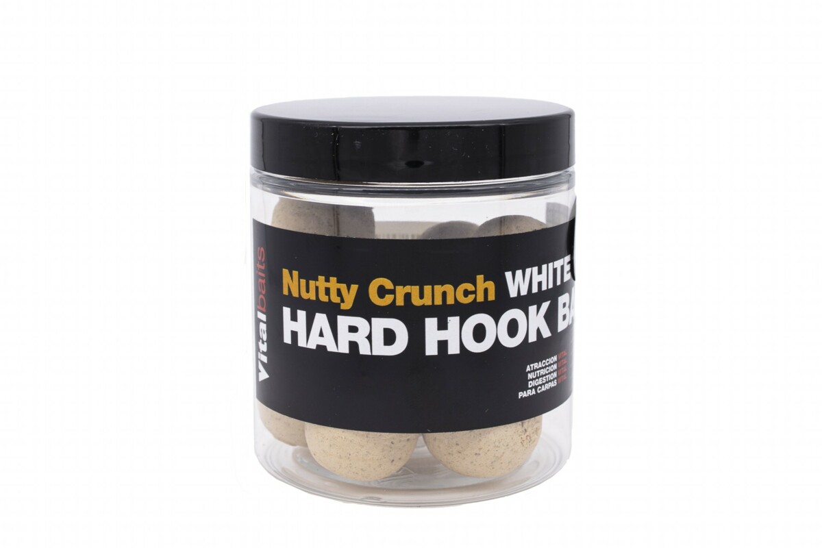 Vitalbaits Boilies Hard Hook Bait Nutty Crunch White 100g 24mm