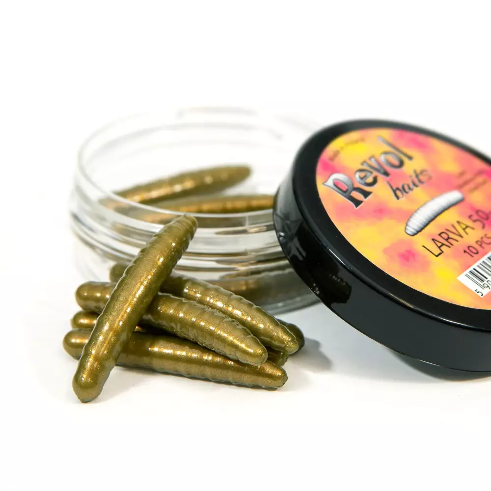 Revol Baits nástraha Larva 50mm příchuť krevetka, barva olivová perleť 10ks