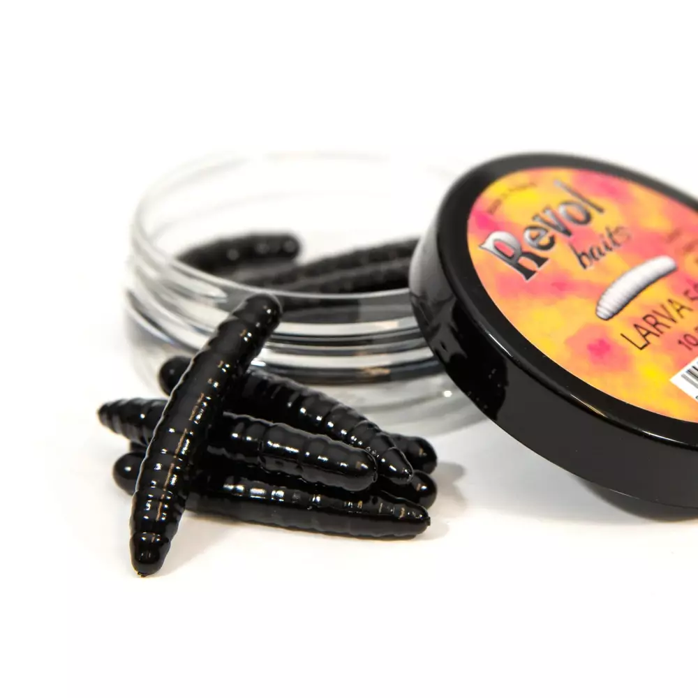 Revol Baits nástraha Larva 50mm příchuť krevetka, barva černá 10ks