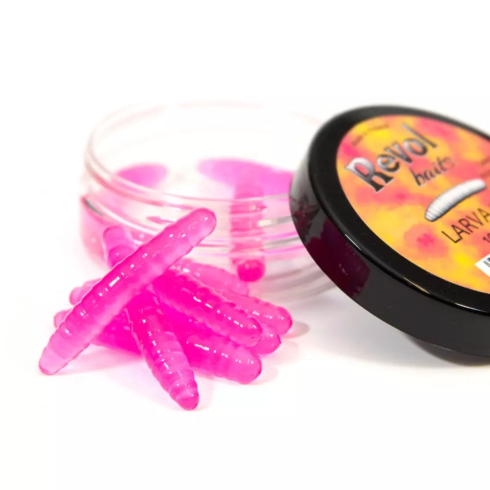 Revol Baits nástraha Larva 50mm příchuť sýr-česnek, barva růžová UV 10ks