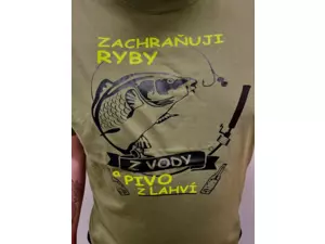 LK Baits pánské triko Khaki Zachraňuji ryby vel.L