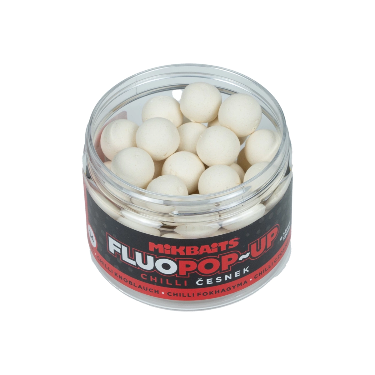 MIKBAITS Plovoucí fluo boilie 150ml - Chilli Česnek 14mm