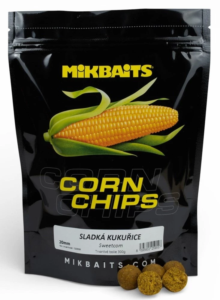 MIKBAITS Corn Chips boilie 300g - Sladká kukuřice 24mm