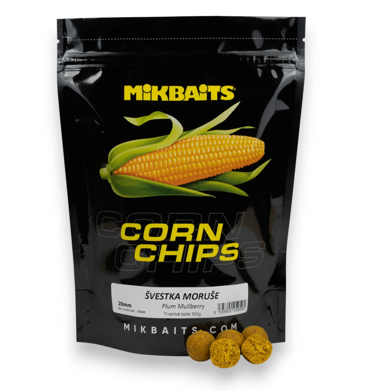 MIKBAITS Corn Chips boilie 300g - Švestka Moruše 24mm