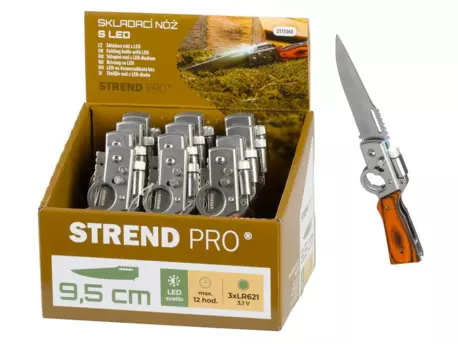 Strend Pro XL121901 zavírací nůž s LED světlem 21cm dřevo (2173363)