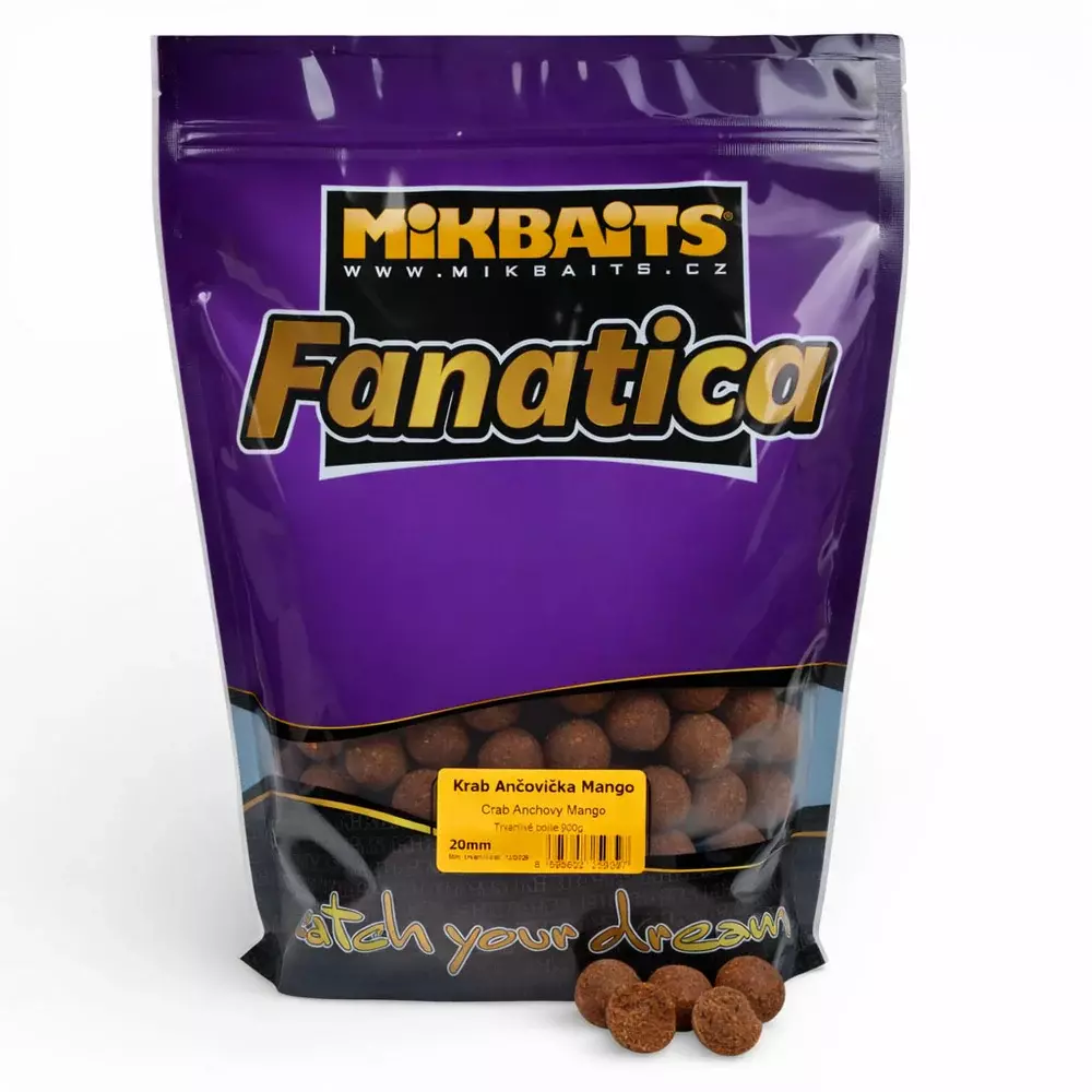 MIKBAITS Fanatica boilie 900g - Krab Ančovička Mango 24mm