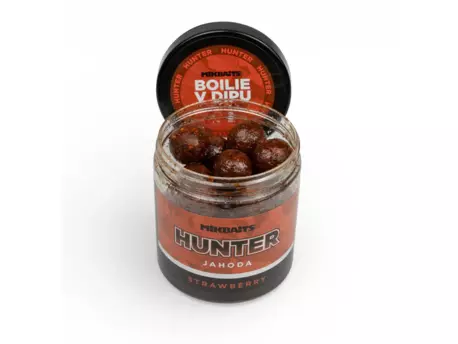 MIKBAITS Hunter boilie v dipu 250ml - Jahoda 20mm