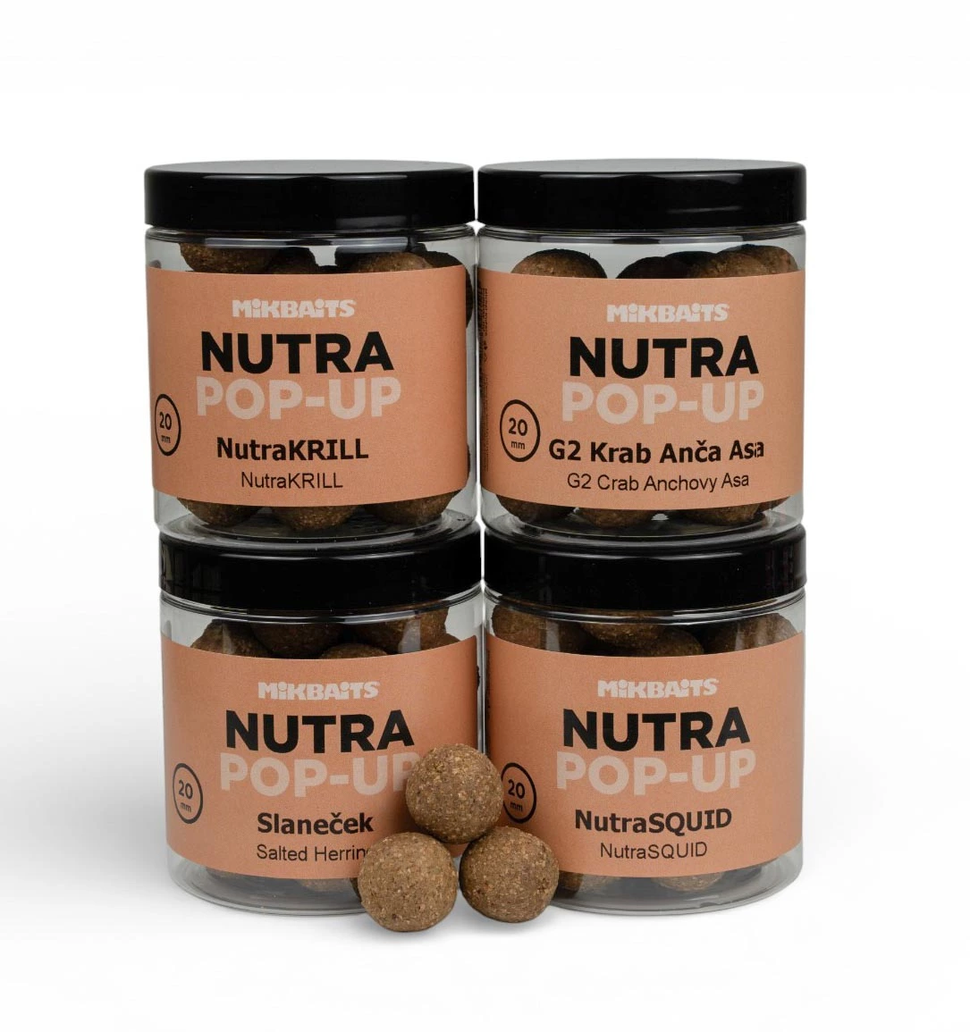MIKBAITS NUTRA pop-up 250ml - G2 Krab Ančovička Asa 20mm