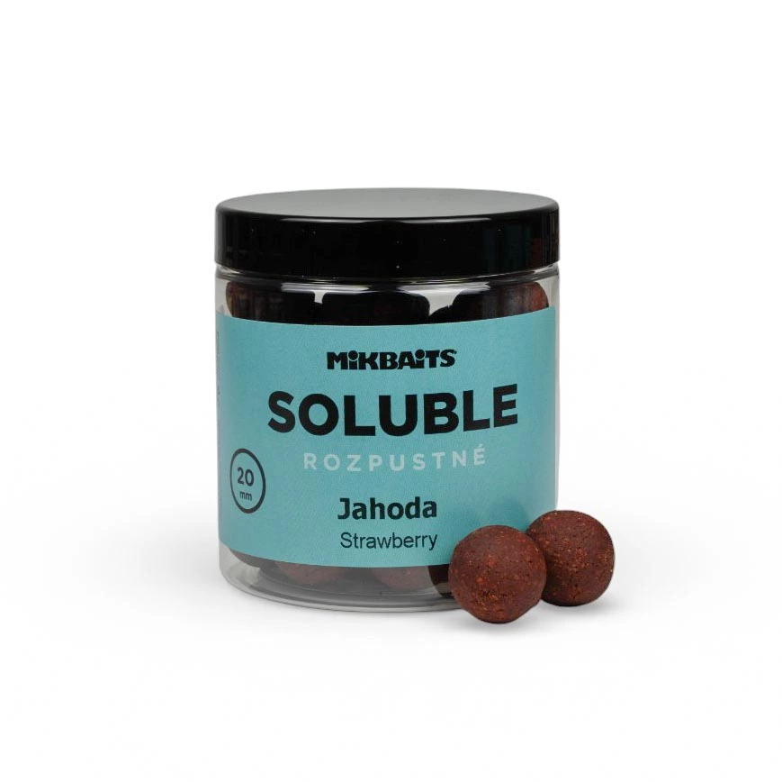 MIKBAITS Rozpustné SOLUBLE boilie 250ml - Jahoda 20mm
