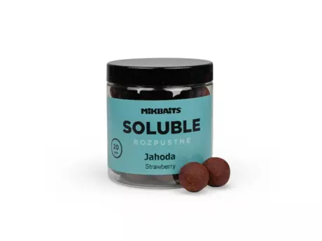 MIKBAITS Rozpustné SOLUBLE boilie 250ml - Jahoda 20mm