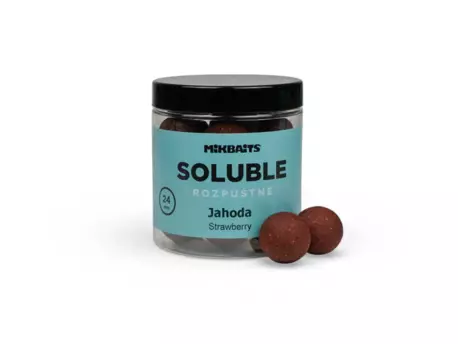 MIKBAITS Rozpustné SOLUBLE boilie 250ml - Jahoda 24mm