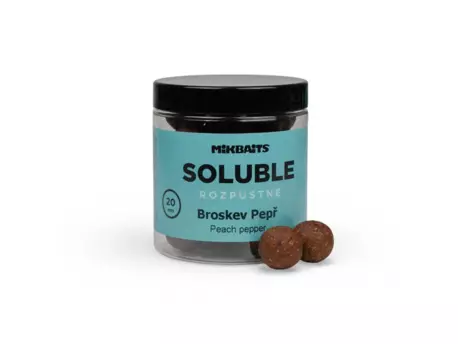 MIKBAITS Rozpustné SOLUBLE boilie 250ml - Broskev Pepř 20mm