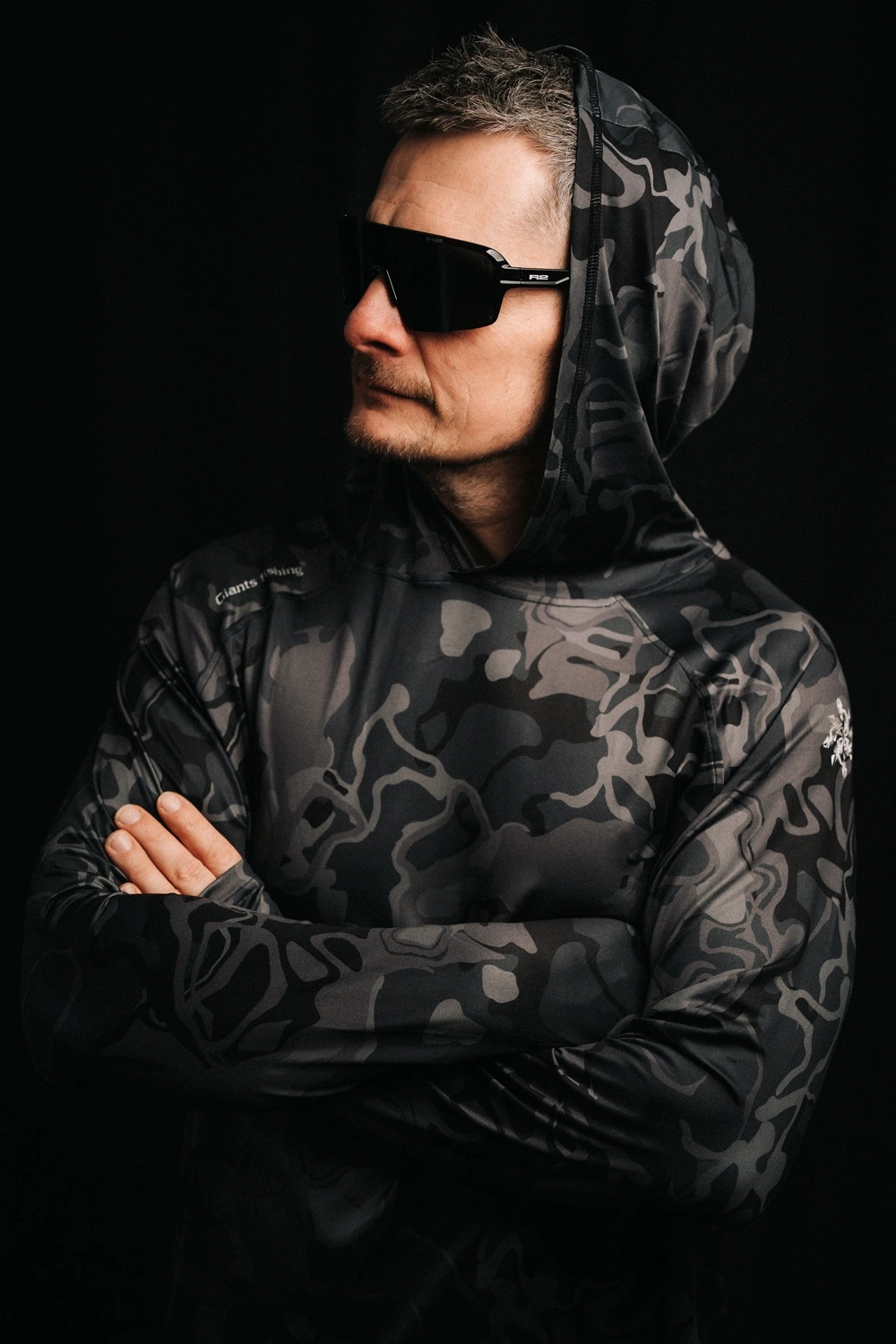 Giants fishing Funkční tričko s dlouhým rukávem UV50+Hoodie Camo Grey
