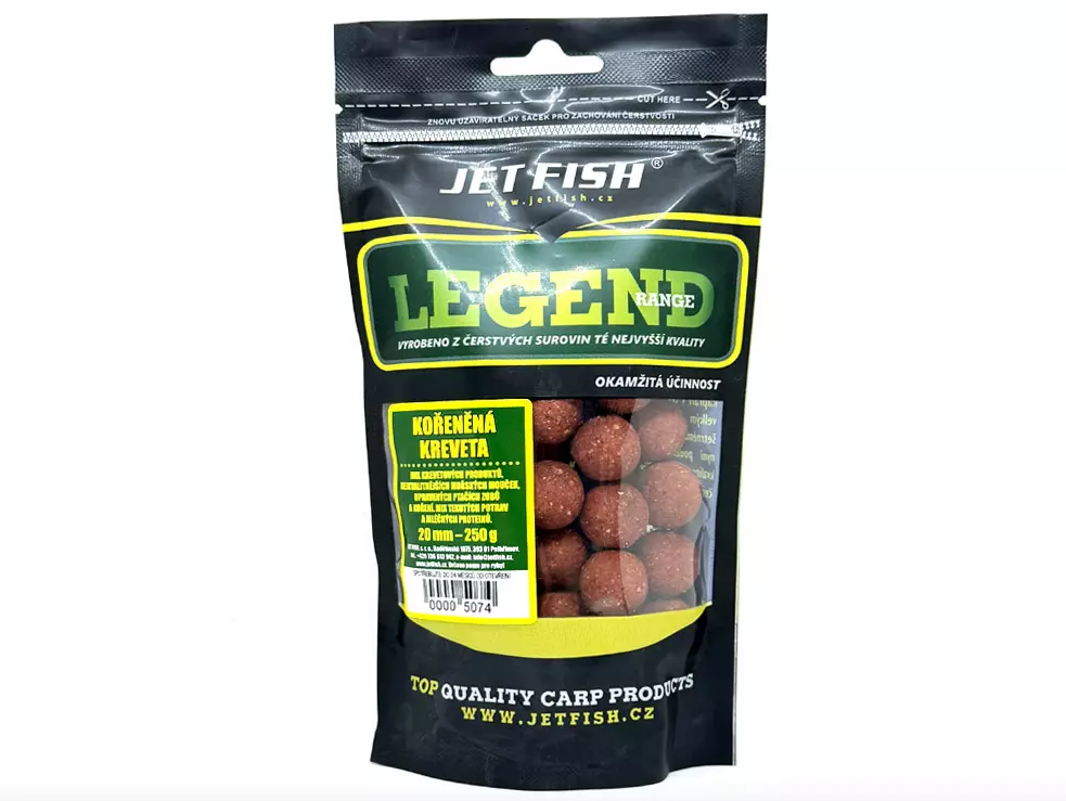 JET FISH Legend Range Boilie Kořeněná Kreveta 250g