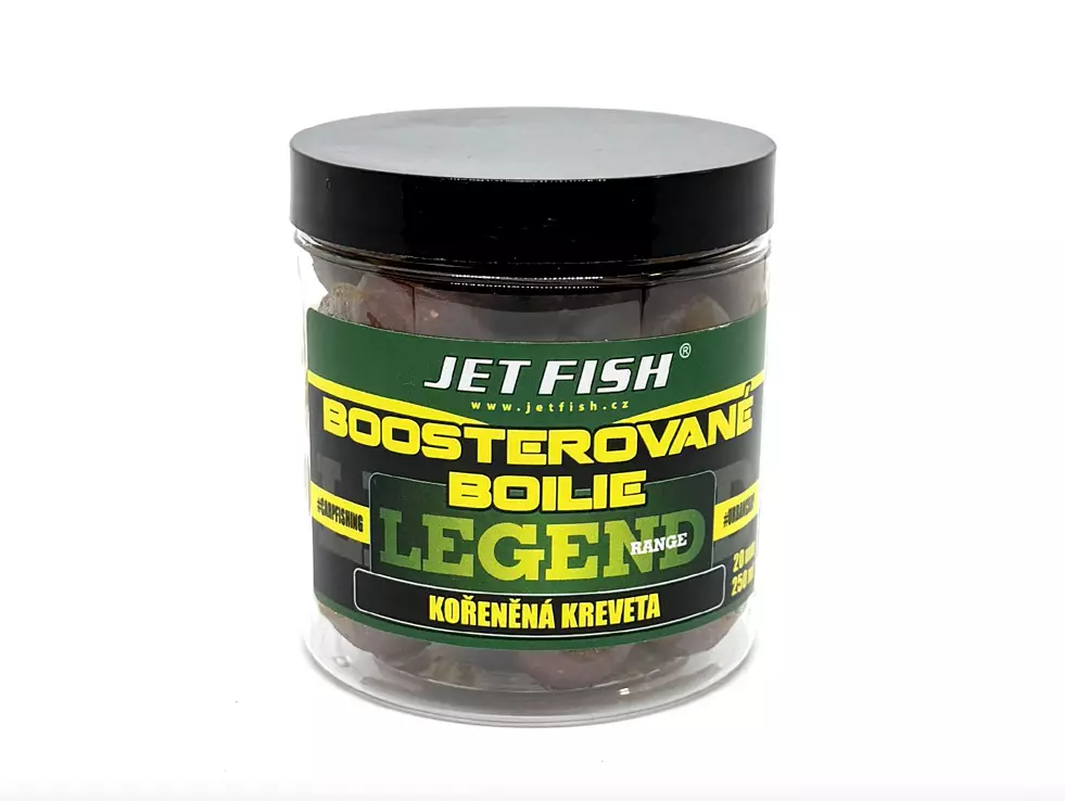 JET FISH Legend Range Boosterované Boilie Kořeněná Kreveta 250ml
