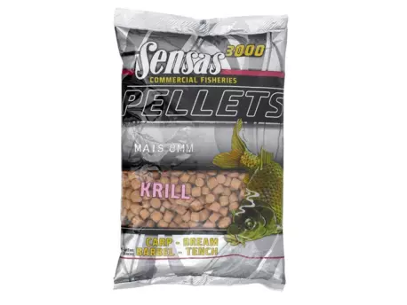 Kukuřičné pelety Sensas 3000 krill-korýš 14mm 800g