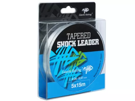 Giants fishing Ujímaný šokový vlasec Tapered Shock Leader 5 x 15 m / 0,35 - 0,65 mm