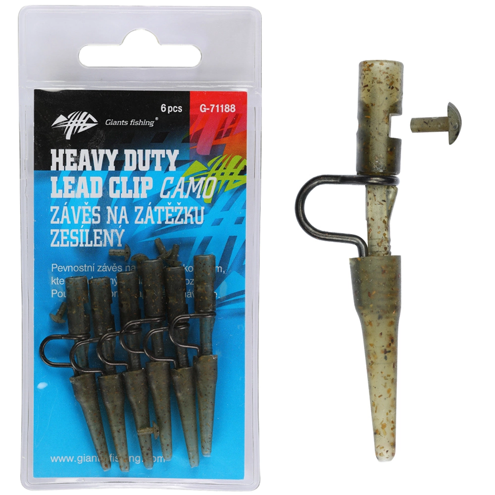 Giants fishing Závěs na zátěžku Heavy Duty Lead Clip with Pin Camo 6ks
