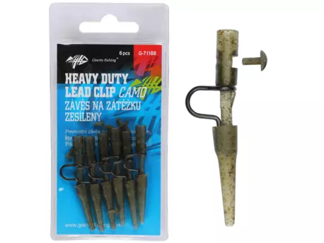 Giants fishing Závěs na zátěžku Heavy Duty Lead Clip with Pin Camo 6ks