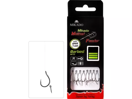 MIKADO NÁVAZEC - MF - S JEHLOU - HÁČEK S PROTIHROTEM ČÍSLO 12 / VLASEC 0.23mm/10cm - 8 ks