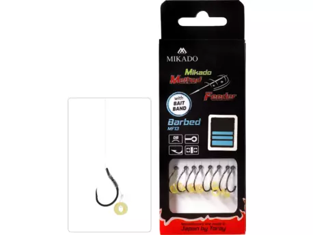 MIKADO NÁVAZEC - MF - S GUMKOU - HÁČEK S PROTIHROTEM ČÍSLO 4 / VLASEC 0.28mm/10cm - 8 ks