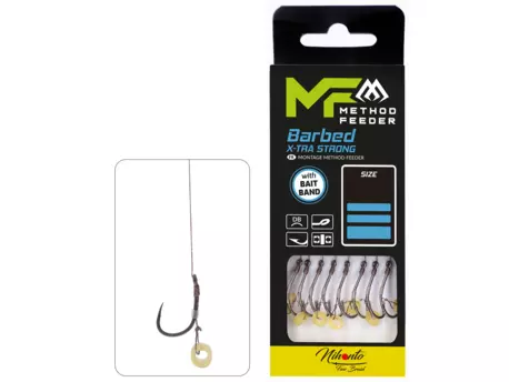 MIKADO NÁVAZEC MF - S GUMIČKOU - HÁČEK S PROTIHROTEM Č. 12 DB / ŠŇŮRKA: 0,12 MM/10 CM - 8 KS
