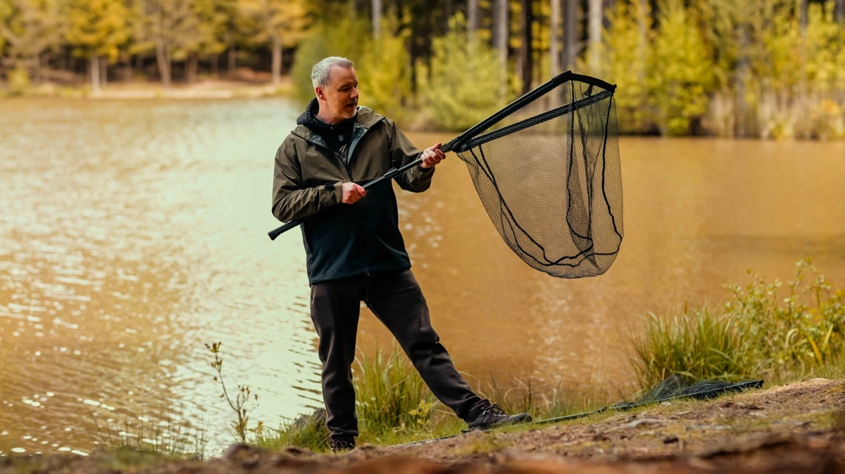 Giants fishing Plovoucí podběrák s pogumovanou síťkou Deluxe 60x60cm, 210cm