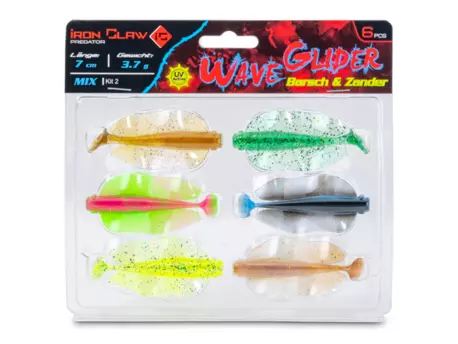 Iron Claw nástraha Wave Glider Mix Kit 2 Barsch & Zander 7cm 3,7g 6ks