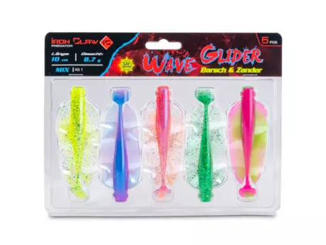 Iron Claw nástraha Wave Glider Mix Kit 1 Barsch & Zander 10cm 8,7g 5ks