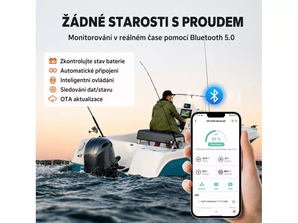 LiTime LiFePO4 12V 165Ah SMART Startovací baterie BLUETOOTH