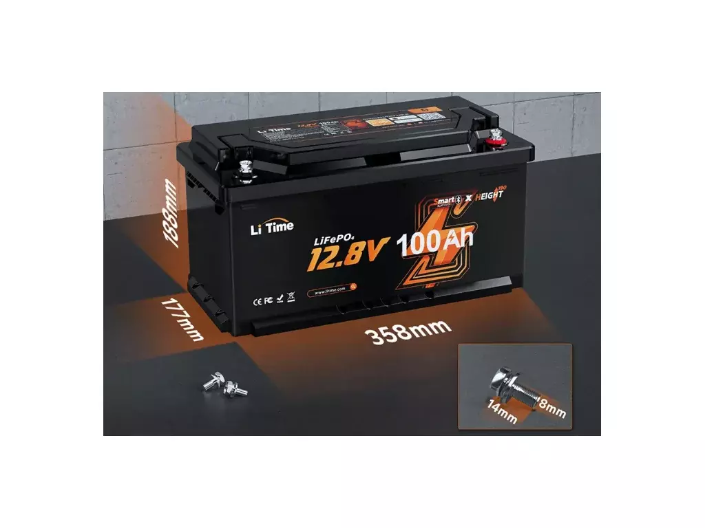 LiTime LiFePO4 baterie 12v 100Ah H190 BLUETOOTH