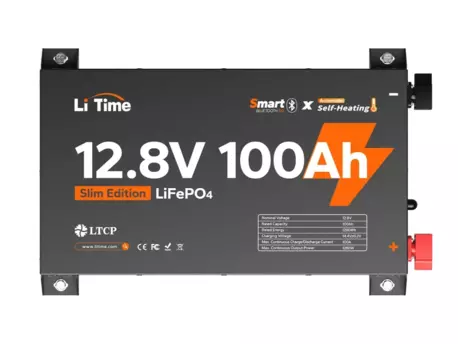 LiTime LiFePO4 Baterie 12V 100Ah Ultra Slim BLUETOOTH SAMOOHŘEV