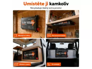 LiTime LiFePO4 Baterie 12V 100Ah Ultra Slim BLUETOOTH SAMOOHŘEV