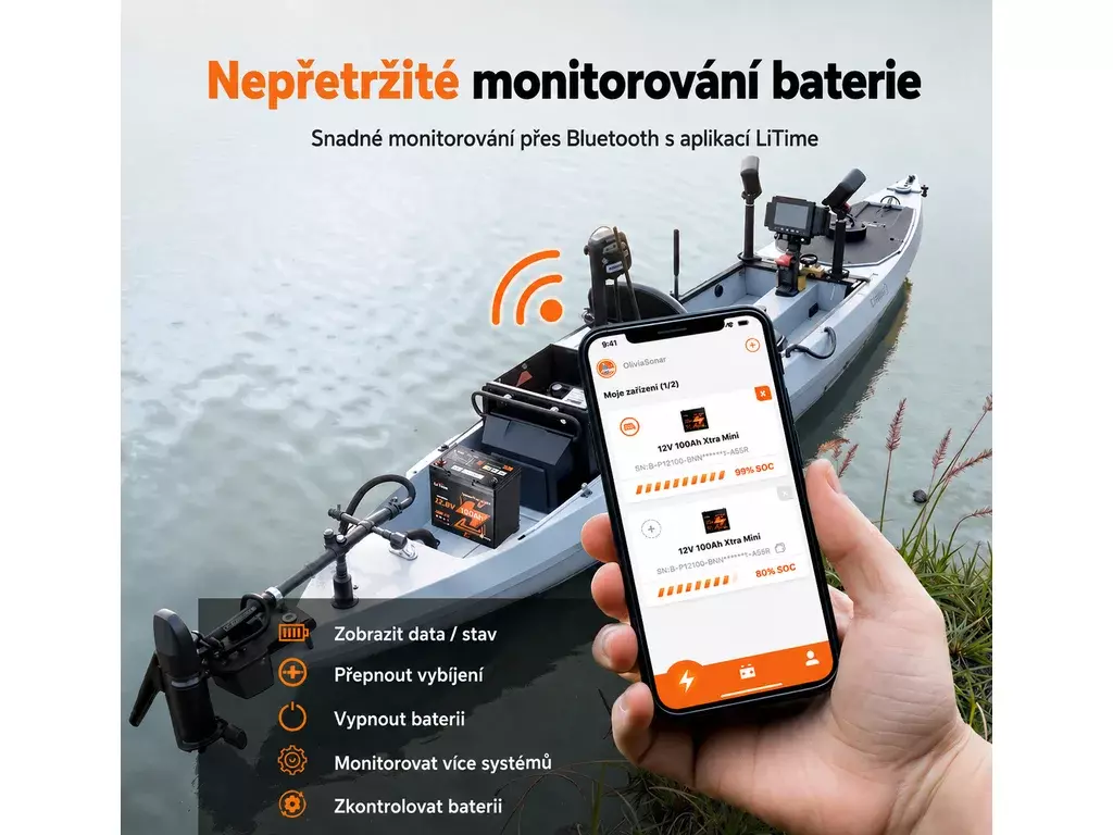 LiTime LiFePO4 baterie 12v 100Ah Xtra Mini BLUETOOTH
