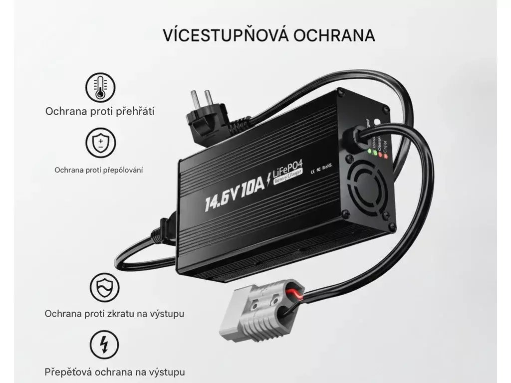 LiTime 14,6V 10A nabíječka pro LiFePO4 baterie