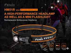FENIX Nabíjecí čelovka HM51R Ruby V3.0 celočerná