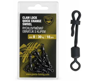 Giants fishing Rychlovýměnný obratlík s klipem Clam Lock Quick Change Swivel vel.8/30kg
