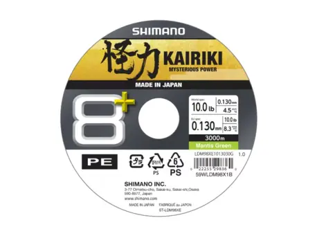 Shimano šňůra Kairiki 8+ 0,13mm 8,3kg 1m Mantis Green
