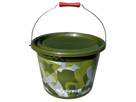 BAIT-TECH Kbelík Groundbait Bucket & Lid - Green Camo