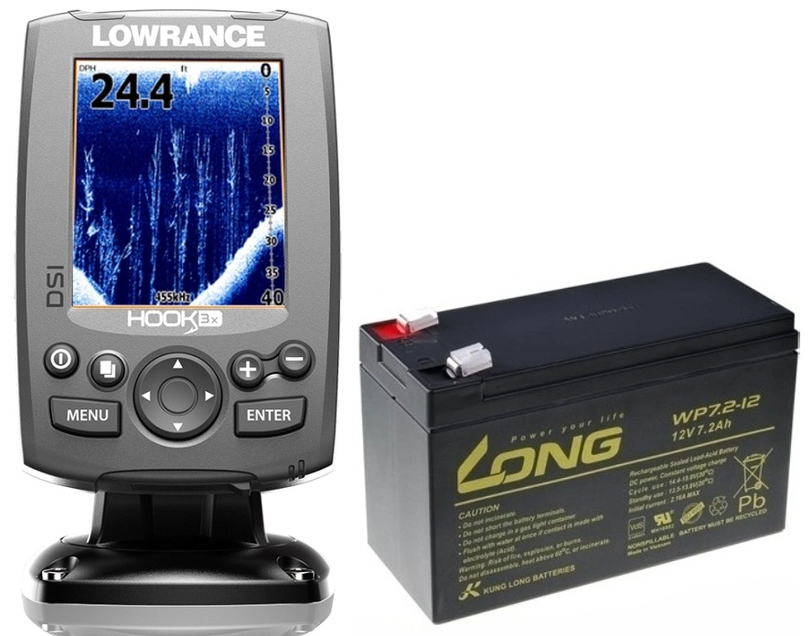 LOWRANCE Hook-3X DSI FISHFINDER 455/800 kHz + baterie ZDARMA!!