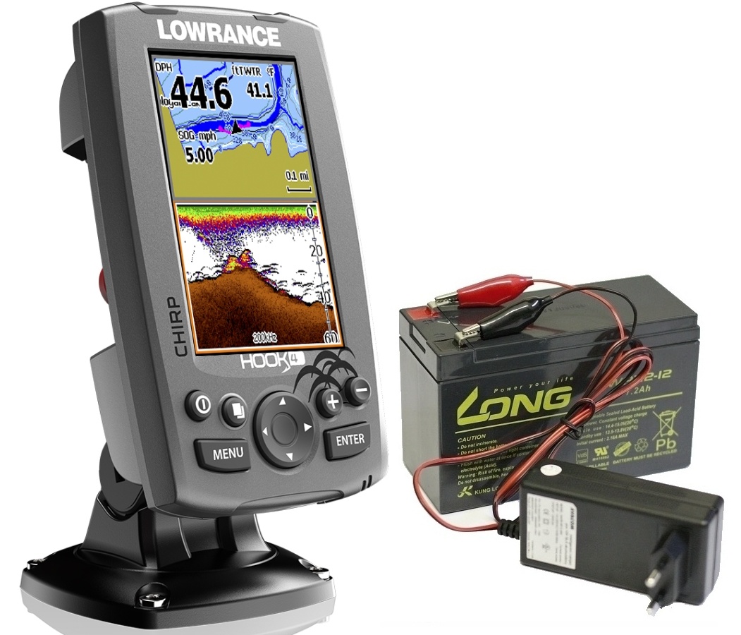 LOWRANCE Hook-4 CHIRP 83/200 455/800 GPS + BATERIE A NABÍJEČKA