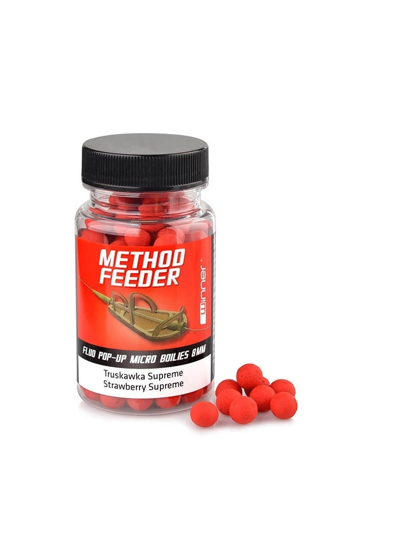 Tandem Baits Method Feeder Fluo Pop-up Micro Boilies Fragola Suprema 8mm 20g: Esche Per Pesca Alla Carpa