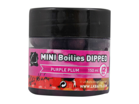 LK Baits MINI Boilies DIPPED 12mm 150ml Purple Plum