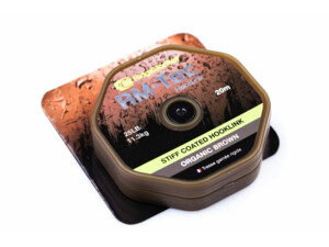 RidgeMonkey šňůrka s pevným potahem RM-TEC Stif Coated Organic Brown 35lb/20m VÝPRODEJ