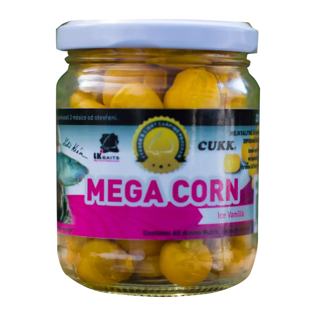 LK Baits MEGA CORN Ice Vanilla - Obří kukuřice Vanilka 220ml