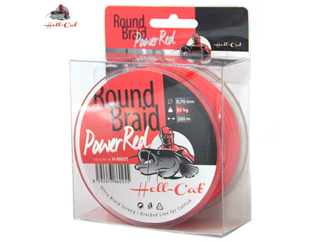 Hell-Cat Splétaná šňůra Round Braid Power Red 0,50mm, 57,50kg, 200m
