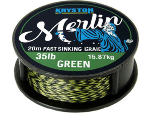 Kryston pletené šňůrky - Merlin fast sinking braid zelený 15lb 20m